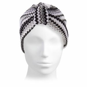 Missoni black and white zig zag chevron knit turban headband